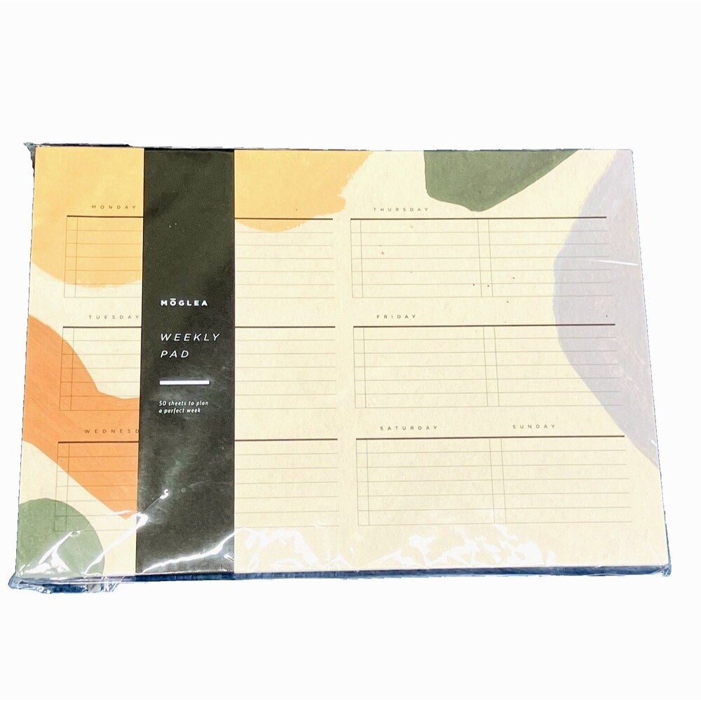 NEW Weekly Planner Watercolor Desk Pad 50 Sheets 10" x 7" Moglea Handcrafted USA